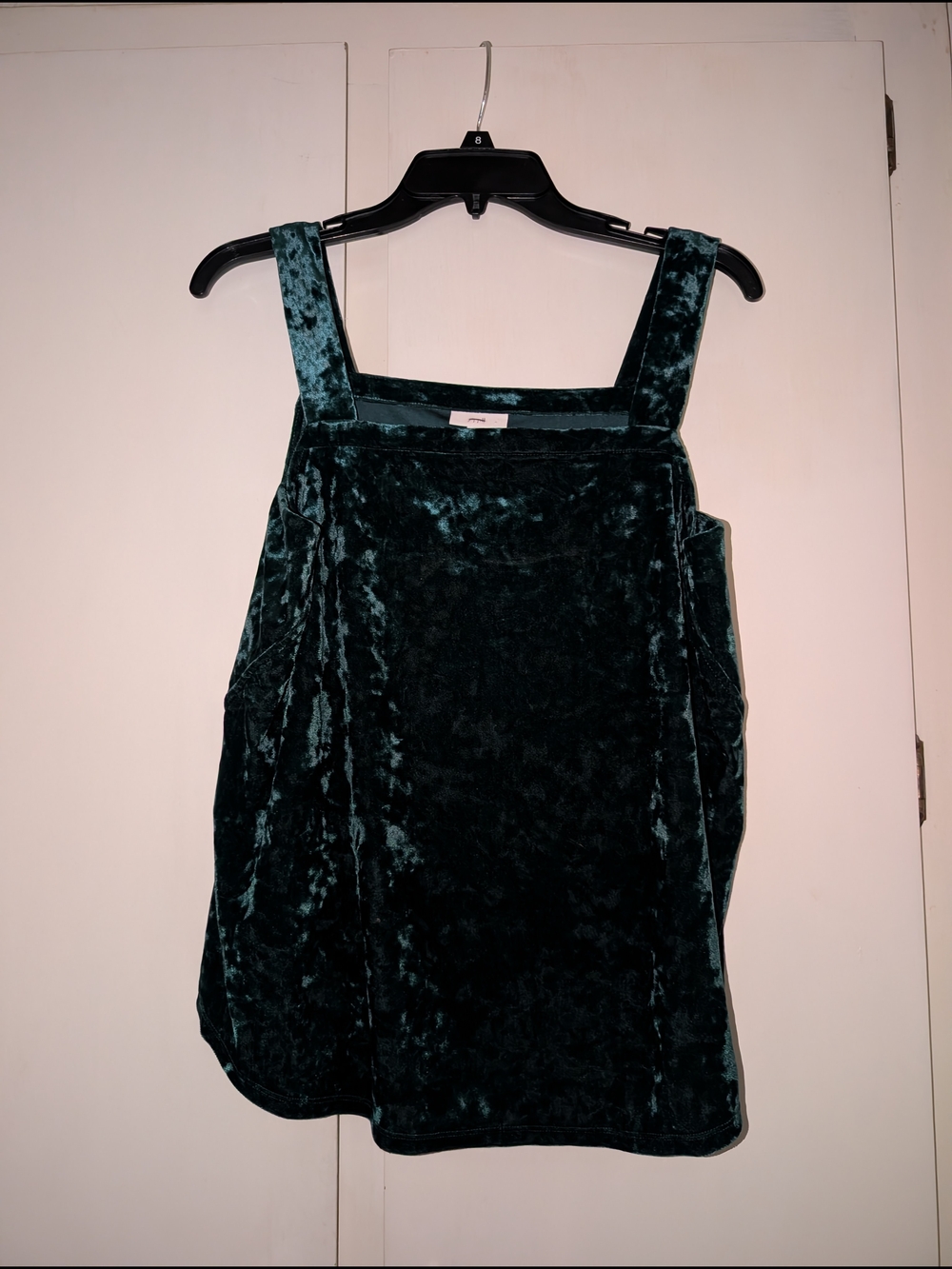 Square-Neck Velvet Tank Top in Deep Teal